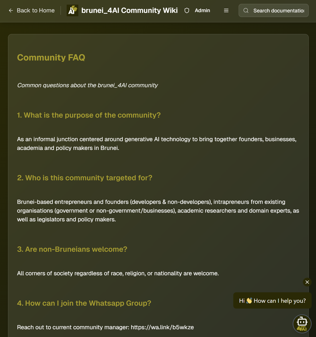 Community FAQ Screenshot